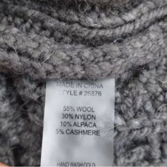 Soft Surroundings Gray Wool Blend Fisherman Cable Knit Tunic Sweater size L Cozy - Picture 4 of 8